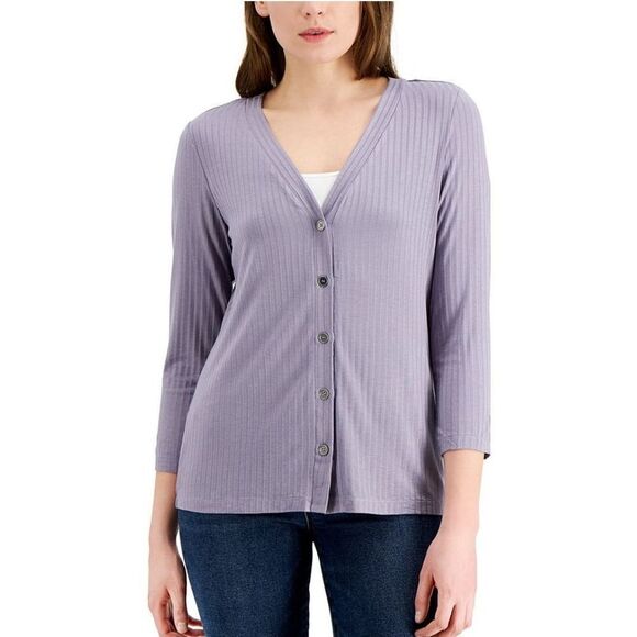 Fever Ribbed Button-Down 3/4-Sleeve Quicksilver XS - Picture 1 of 1